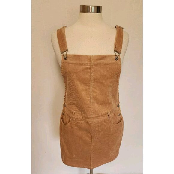 Womens Corduroy Overall Jumper Dress By Love Tree Brown Size Large - Picture 2 of 6